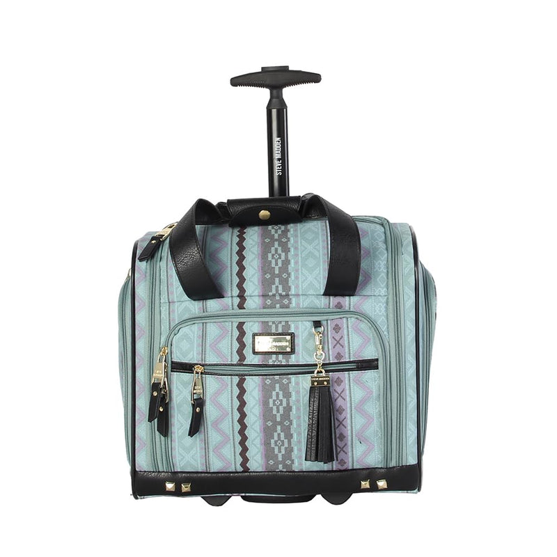 Steve Madden Designer 15 Inch Carry on Suitcase - Small Weekender Overnight Business Travel Luggage - Lightweight 2 - Rolling Spinner Wheels Under Seat Bag for Women(Legends Teal)
