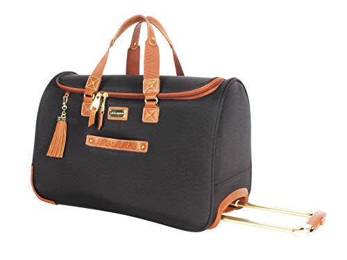 Steve Madden Designer Carry On Luggage Collection - Lightweight 20 Inch Duffel Bag- Weekender Overnight Business Travel Suitcase with 2- Rolling Spinner Wheels (Global Black) | Backpacks4Less