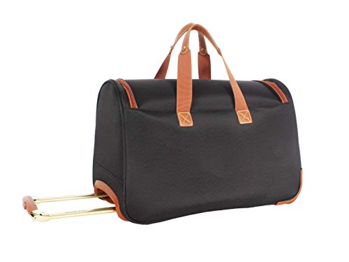 Steve Madden Designer Carry On Luggage Collection - Lightweight 20 Inch Duffel Bag- Weekender Overnight Business Travel Suitcase with 2- Rolling Spinner Wheels (Global Black)