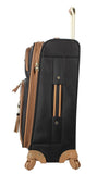 Steve Madden Designer Luggage Collection - Lightweight 24 Inch Expandable Softside Suitcase - Mid - size Rolling 4 - Spinner Wheels Checked Bag (Harlo Black)