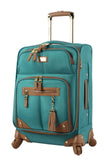 Steve Madden Designer Luggage Collection - Lightweight 24 Inch Expandable Softside Suitcase - Mid-size Rolling 4-Spinner Wheels Checked Bag (Harlo Teal Blue)