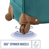 Steve Madden Designer Luggage Collection - Lightweight 24 Inch Expandable Softside Suitcase - Mid - size Rolling 4 - Spinner Wheels Checked Bag (Harlo Teal Blue)