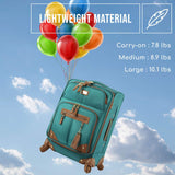 Steve Madden Designer Luggage Collection - Lightweight 24 Inch Expandable Softside Suitcase - Mid - size Rolling 4 - Spinner Wheels Checked Bag (Harlo Teal Blue)