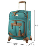 Steve Madden Designer Luggage Collection - Lightweight 24 Inch Expandable Softside Suitcase - Mid - size Rolling 4 - Spinner Wheels Checked Bag (Harlo Teal Blue)