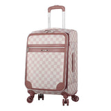 Steve Madden Designer Luggage Collection - Lightweight Softside Expandable Suitcase for Men & Women - Durable 20 Inch Carry On Bag with 4 - Rolling Spinner Wheels (Chalet Pink, 20in)