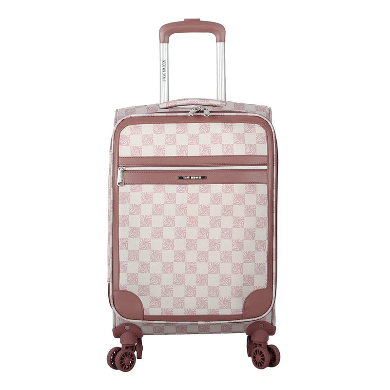 Steve Madden Designer Luggage Collection - Lightweight Softside Expandable Suitcase for Men & Women - Durable 20 Inch Carry On Bag with 4 - Rolling Spinner Wheels (Chalet Pink, 20in)