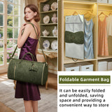 STHMEOOHT Garment Duffle Bag for Travel, 2 - in - 1 Foldable Carry On Garment Bag with Shoe Compartment & Toiletry Pocket, Convertible Weekender Bags for Women Business Travel, Vacation, Party, Deep Green