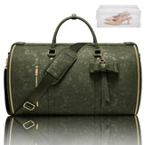 STHMEOOHT Garment Duffle Bag for Travel, 2 - in - 1 Foldable Carry On Garment Bag with Shoe Compartment & Toiletry Pocket, Convertible Weekender Bags for Women Business Travel, Vacation, Party, Deep Green