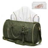 STHMEOOHT Garment Duffle Bag for Travel, 2-in-1 Foldable Carry On Garment Bag with Shoe Compartment & Toiletry Pocket, Convertible Weekender Bags for Women Business Travel, Vacation, Party, Deep Green