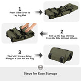 STOVER 100L Rolling Duffel Bag with Wheels, X - Large Durable Travel Duffle + Toiletry Bag, Heavy Duty, Packable with Shoulder Straps - Use as Luggage or Backpack, Men/Women (Green)