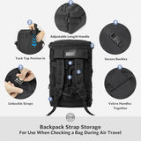 STOVER 45/100L Carry-On U-Zip Rolling Duffel Bag with Wheels, Medium Durable Travel Duffle w/Toiletry Bag, Heavy-Duty, Packable w/Shoulder Straps- Use as Luggage or Backpack, Men/Women (Black)