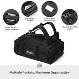 STOVER 45/100L Carry-On U-Zip Rolling Duffel Bag with Wheels, Medium Durable Travel Duffle w/Toiletry Bag, Heavy-Duty, Packable w/Shoulder Straps- Use as Luggage or Backpack, Men/Women (Black)