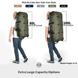 STOVER 80L Rolling Duffel Bag with Wheels, Large 31 Inch Durable Travel Duffle + Toiletry Bag, Heavy Duty, Packable, Foldable w/Shoulder Straps - Use as Luggage or Backpack, Men/Women (Black)