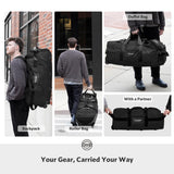 STOVER 80L Rolling Duffel Bag with Wheels, Large 31 Inch Durable Travel Duffle + Toiletry Bag, Heavy Duty, Packable, Foldable w/Shoulder Straps - Use as Luggage or Backpack, Men/Women (Black)