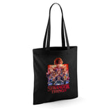 Stranger Things Group Poster Grocery Travel Reusable Tote Bag, Black