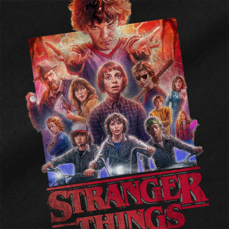 Stranger Things Group Poster Grocery Travel Reusable Tote Bag, Black