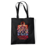 Stranger Things Group Poster Grocery Travel Reusable Tote Bag, Black