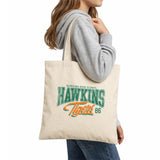 Stranger Things Hawkins Tigers 86 Grocery Travel Reusable Tote Bag, Natural