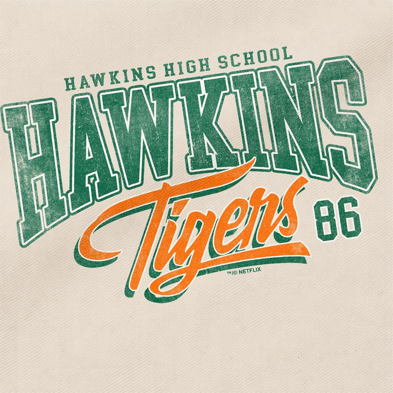 Stranger Things Hawkins Tigers 86 Grocery Travel Reusable Tote Bag, Natural
