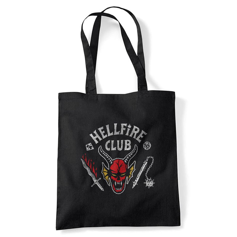 Stranger Things Hellfire Club Invert Grocery Travel Reusable Tote Bag, Black