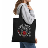 Stranger Things Hellfire Club Invert Grocery Travel Reusable Tote Bag, Black