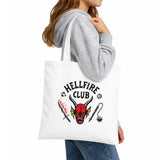 Stranger Things Hellfire Club Logo Grocery Travel Reusable Tote Bag, White