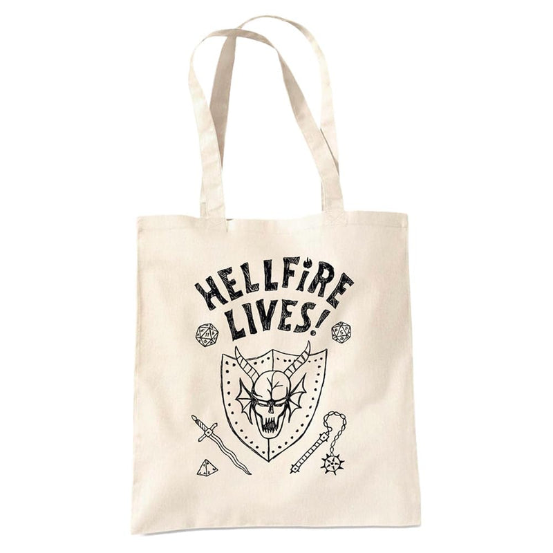 Stranger Things Hellfire Graduation Grocery Travel Reusable Tote Bag, Natural