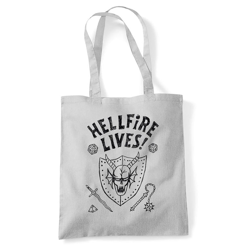 Stranger Things Hellfire Graduation Grocery Travel Reusable Tote Bag, Silver