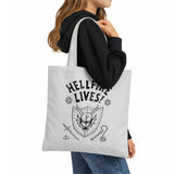 Stranger Things Hellfire Graduation Grocery Travel Reusable Tote Bag, Silver