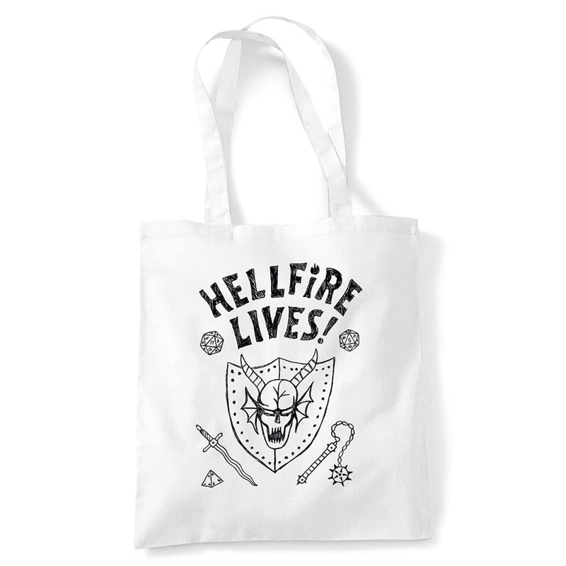 Stranger Things Hellfire Graduation Grocery Travel Reusable Tote Bag, White
