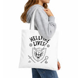 Stranger Things Hellfire Graduation Grocery Travel Reusable Tote Bag, White