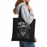 Stranger Things Hellfire Graduation Inverted Grocery Travel Reusable Tote Bag, Black