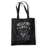 Stranger Things Hellfire Graduation Inverted Grocery Travel Reusable Tote Bag, Black