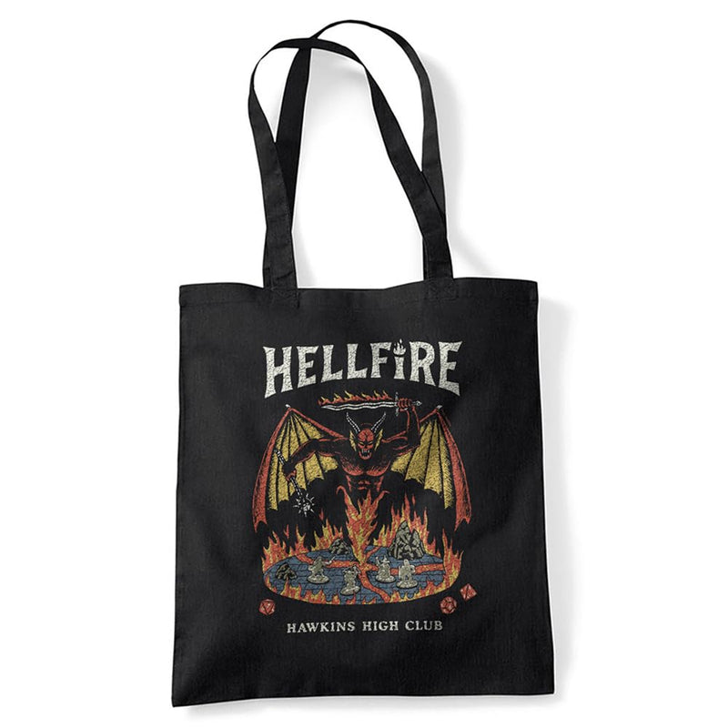 Stranger Things Hellfire Hawkins Grocery Travel Reusable Tote Bag, Black