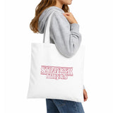 Stranger Things Outline Logo Grocery Travel Reusable Tote Bag, White