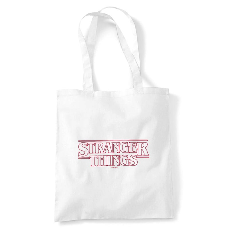 Stranger Things Outline Logo Grocery Travel Reusable Tote Bag, White