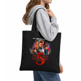 Stranger Things Season Five Poster Grocery Travel Reusable Tote Bag, Black