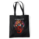 Stranger Things Season Five Poster Grocery Travel Reusable Tote Bag, Black