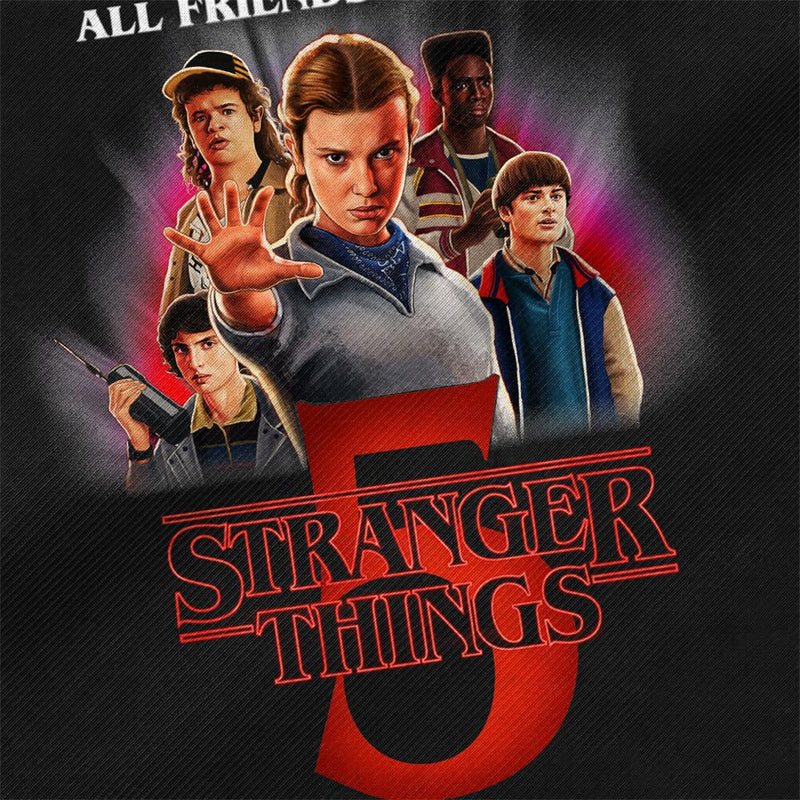 Stranger Things Season Five Poster Grocery Travel Reusable Tote Bag, Black