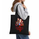 Stranger Things Season Four Poster Grocery Travel Reusable Tote Bag, Black