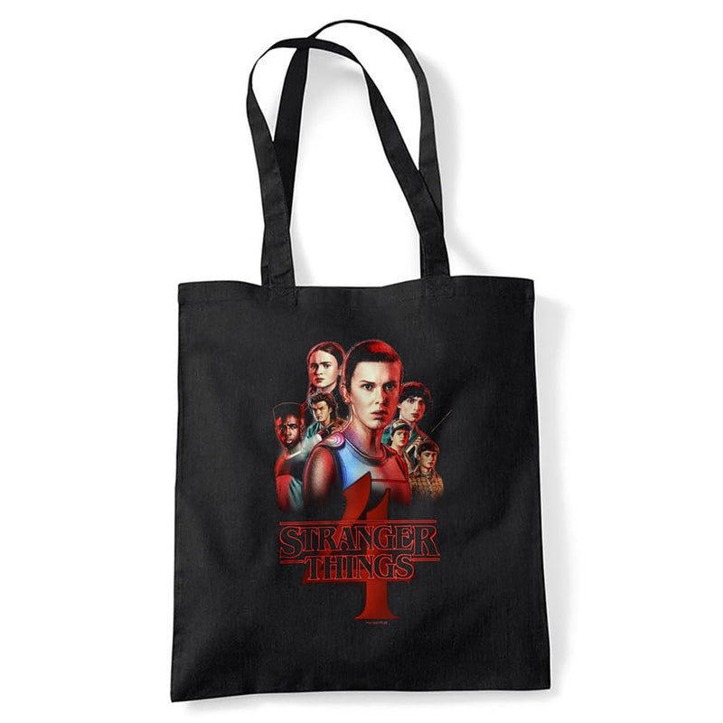 Stranger Things Season Four Poster Grocery Travel Reusable Tote Bag, Black