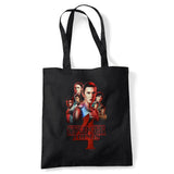 Stranger Things Season Four Poster Grocery Travel Reusable Tote Bag, Black
