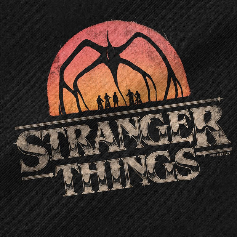 Stranger Things Sunset Logo Grocery Travel Reusable Tote Bag, Black