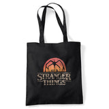 Stranger Things Sunset Logo Grocery Travel Reusable Tote Bag, Black