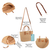 Straw Bag for Women - Handmade Women's Straw Purse Bag - Perfect for Summer Vacation Beach Mini Tote