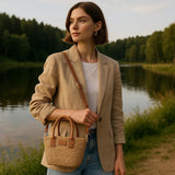 Straw Bag for Women - Handmade Women's Straw Purse Bag - Perfect for Summer Vacation Beach Mini Tote