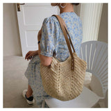 Straw Beach Bags for Women Summer Beach Tote Bag With Zipper Large Soft Woven Straw Shoulder Summer Vacation Purse