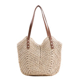 Straw Beach Bags for Women Summer Beach Tote Bag With Zipper Large Soft Woven Straw Shoulder Summer Vacation Purse