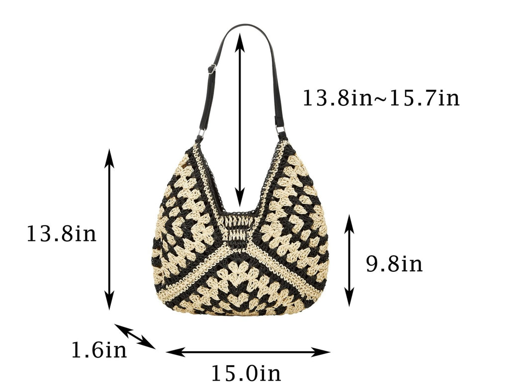 Straw Hobo Bags for Women Vintage Shoulder Bag Everything Tote Bag Designer Beach Bag Holiday Work Everyday Summer