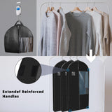 Stykontin Garment Bags for Hanging Clothes and Travel with 4" Gusseted, Suit Cover for Clothes,Coats,Suit,Jackets,Dress,Shirts,Skirt. (Black - 50" - Double zipper - Thickened 80G Non - woven Fabric)